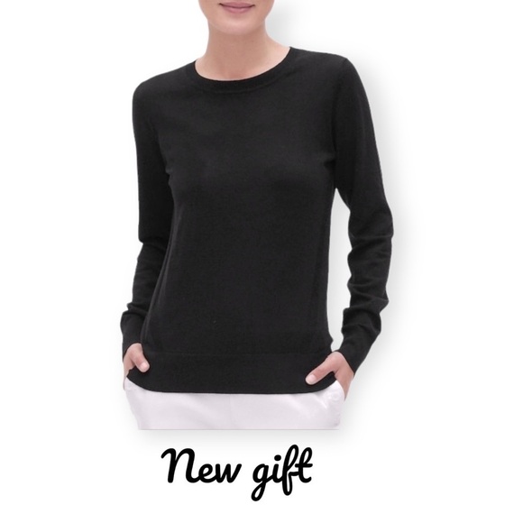 ANN TAYLOR Black Long Sleeve Scoop Neck Black Sweater Women’s Size LP NWT - Picture 7 of 7